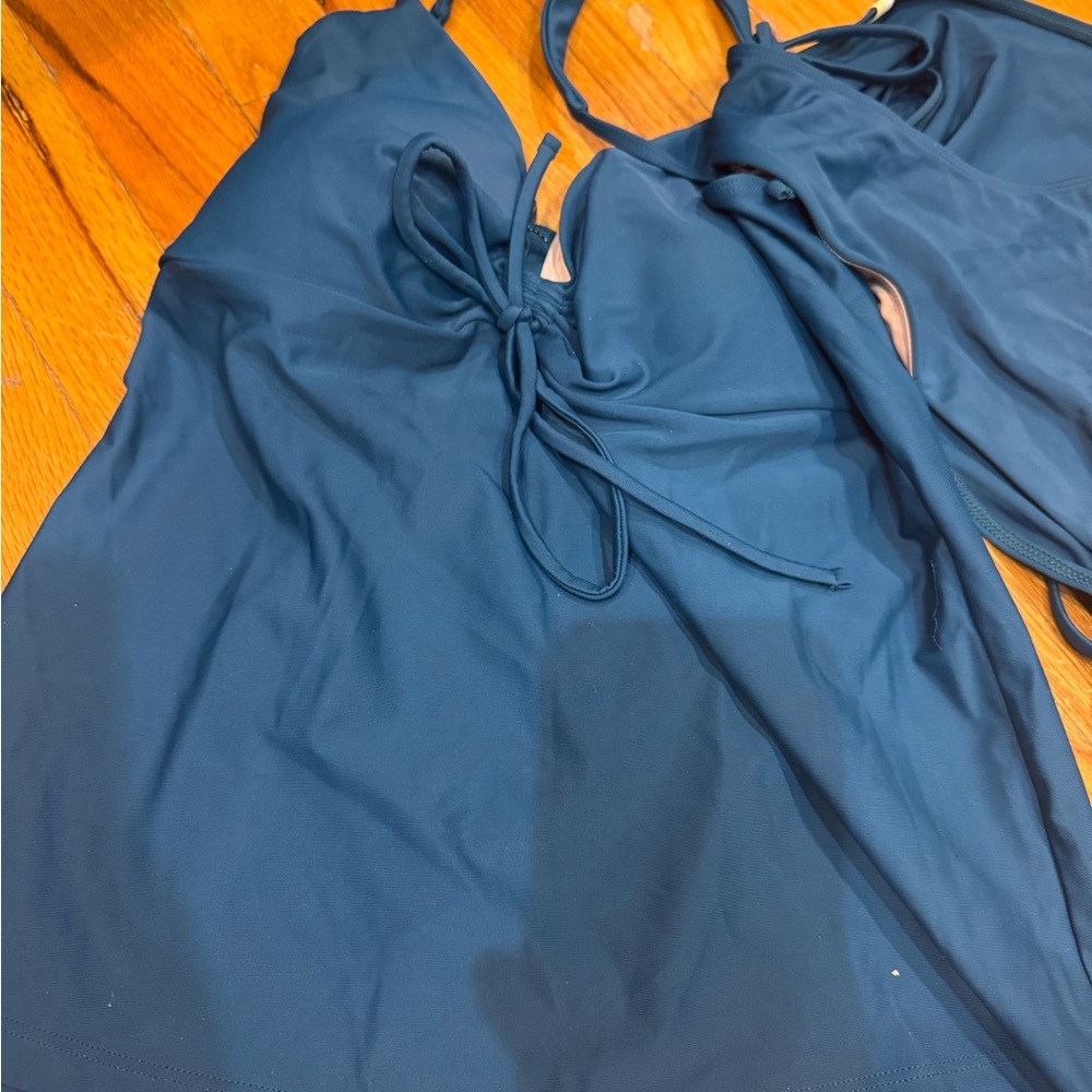 Teal Halter Tankini Top